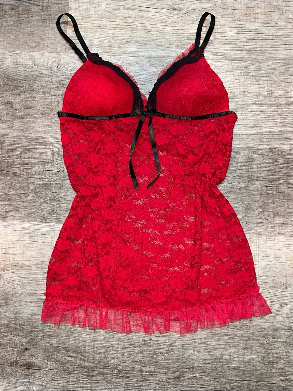 Apt. 9 Intimates Red & Black Lace Babydoll Lingerie Top